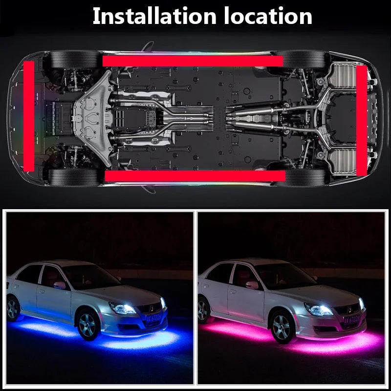 Charssis-Car Flexible LED Strip Light Remote Control/App RGB Neon Lights Ambient Auto Decorative Lamp
