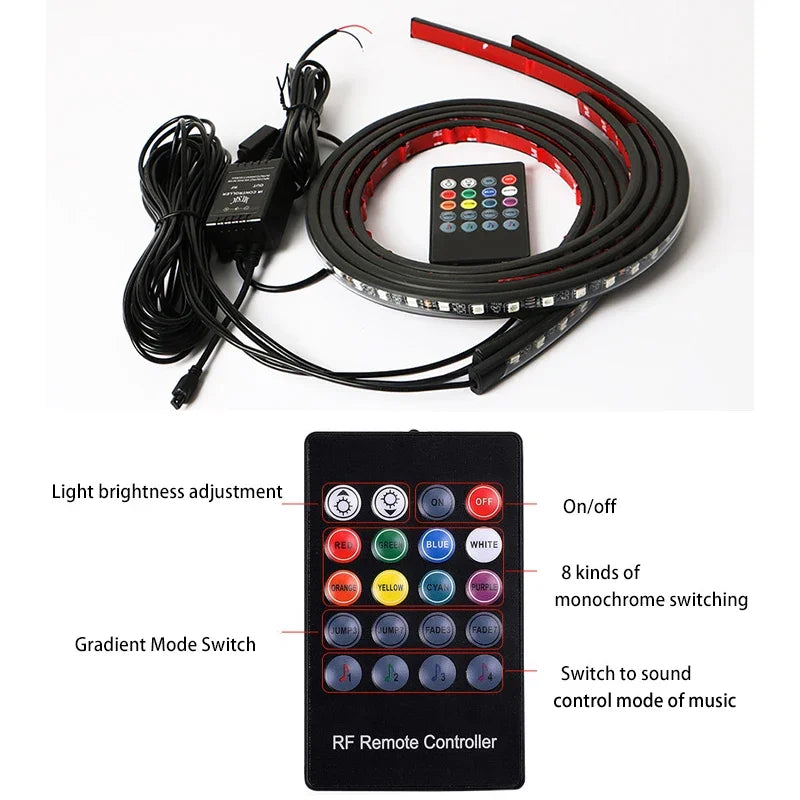 Charssis-Car Flexible LED Strip Light Remote Control/App RGB Neon Lights Ambient Auto Decorative Lamp