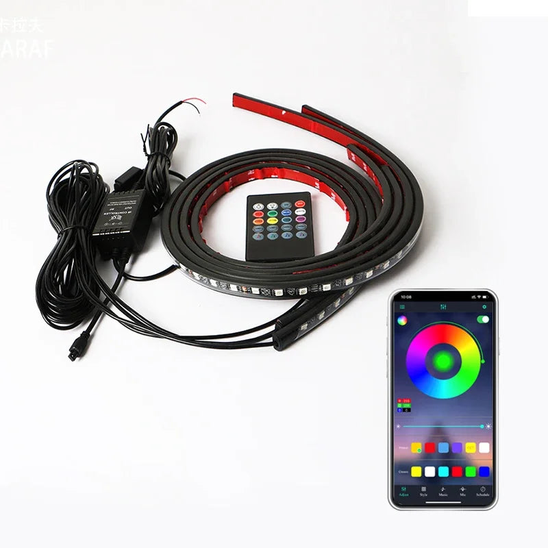 Charssis-Car Flexible LED Strip Light Remote Control/App RGB Neon Lights Ambient Auto Decorative Lamp