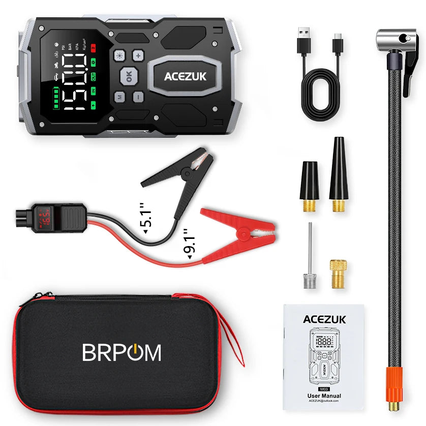 3000A/4000A/5000A Start Power Bank Jump Starter Car Booster External Battery 12V Starting Device for Petrol Diesel Powerbank