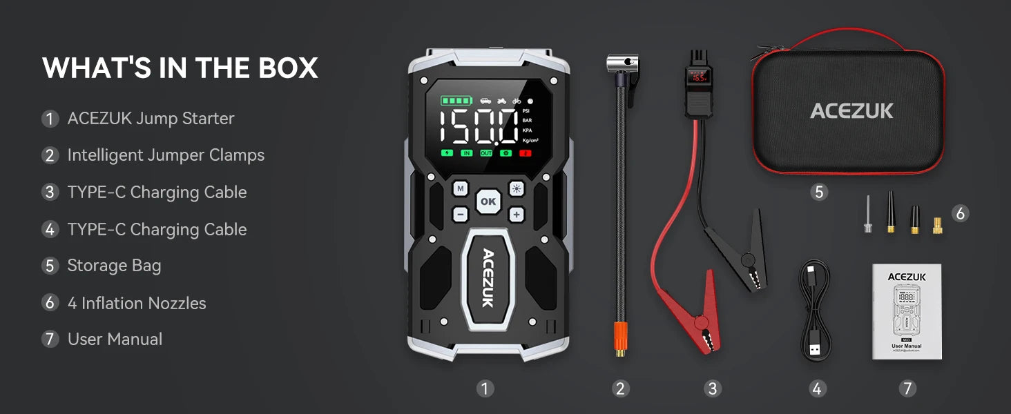 3000A/4000A/5000A Start Power Bank Jump Starter Car Booster External Battery 12V Starting Device for Petrol Diesel Powerbank