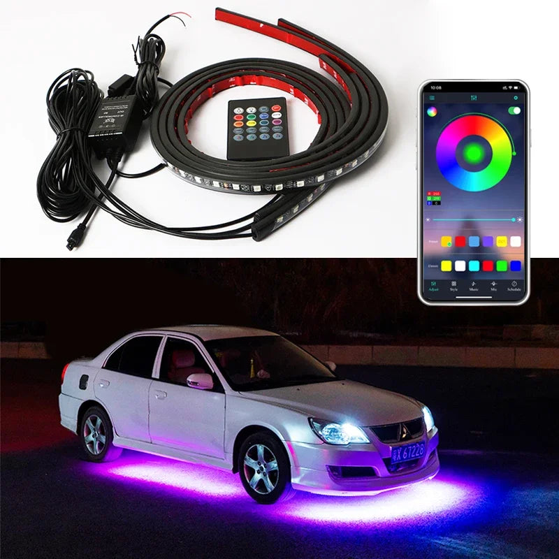 Charssis-Car Flexible LED Strip Light Remote Control/App RGB Neon Lights Ambient Auto Decorative Lamp