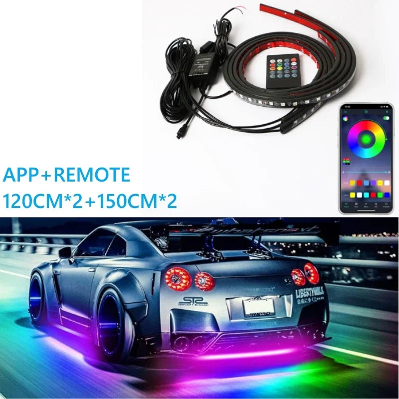 Charssis-Car Flexible LED Strip Light Remote Control/App RGB Neon Lights Ambient Auto Decorative Lamp