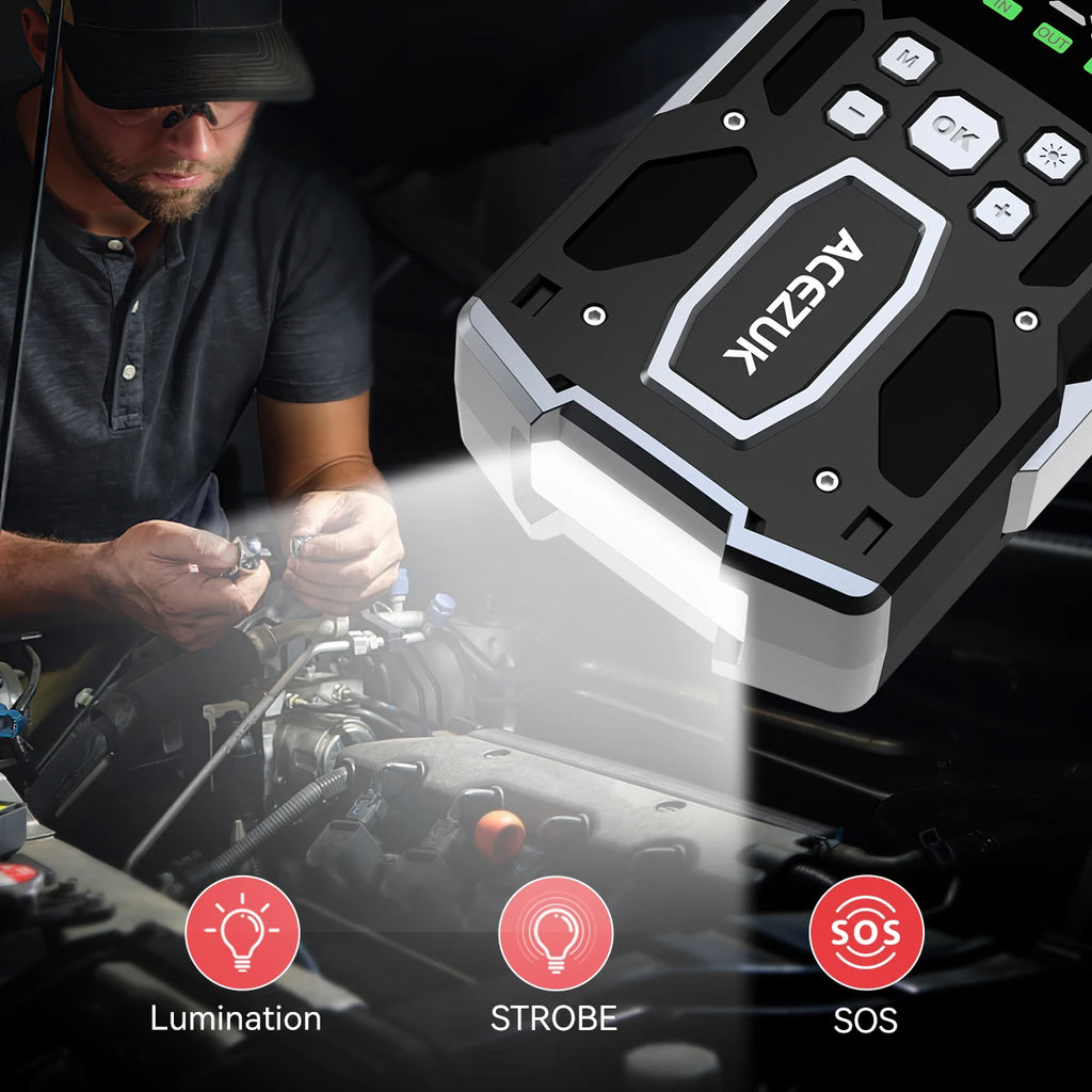 3000A/4000A/5000A Start Power Bank Jump Starter Car Booster External Battery 12V Starting Device for Petrol Diesel Powerbank