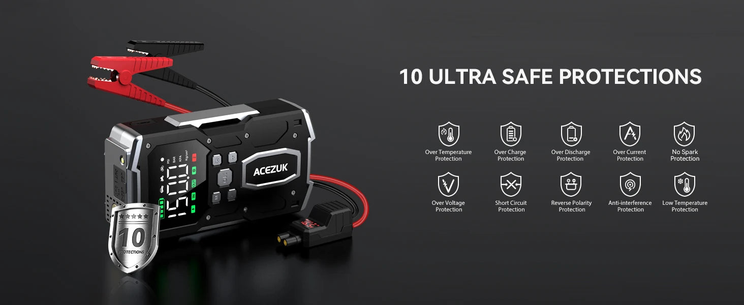 3000A/4000A/5000A Start Power Bank Jump Starter Car Booster External Battery 12V Starting Device for Petrol Diesel Powerbank