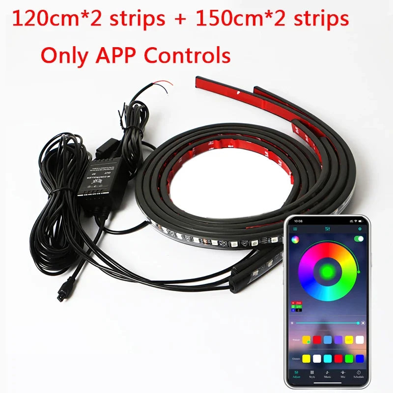 Charssis-Car Flexible LED Strip Light Remote Control/App RGB Neon Lights Ambient Auto Decorative Lamp
