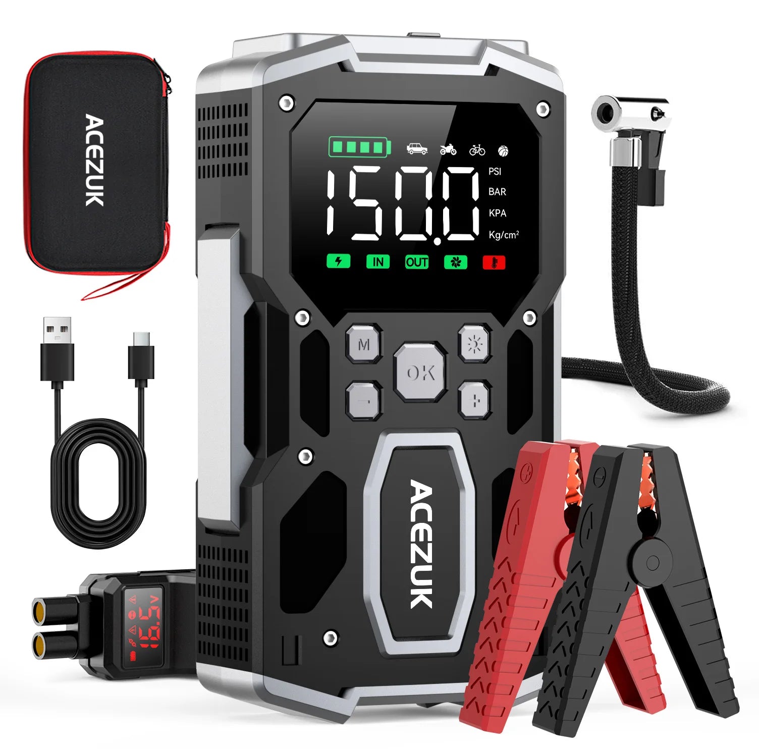 3000A/4000A/5000A Start Power Bank Jump Starter Car Booster External Battery 12V Starting Device for Petrol Diesel Powerbank